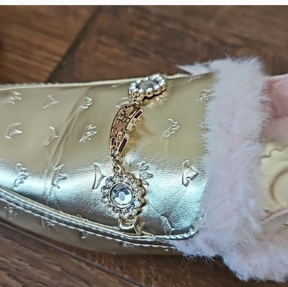 Disney princess slippers gold slip ons 12 - Picture 4 of 5